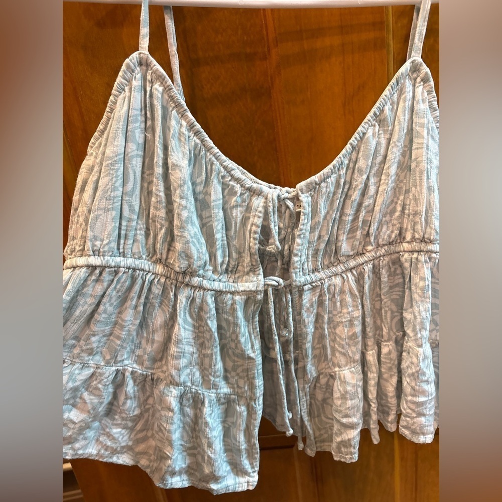 American Eagle Women’s Tie Front Cami Peplum Tank Size XL - Picture 7 of 11